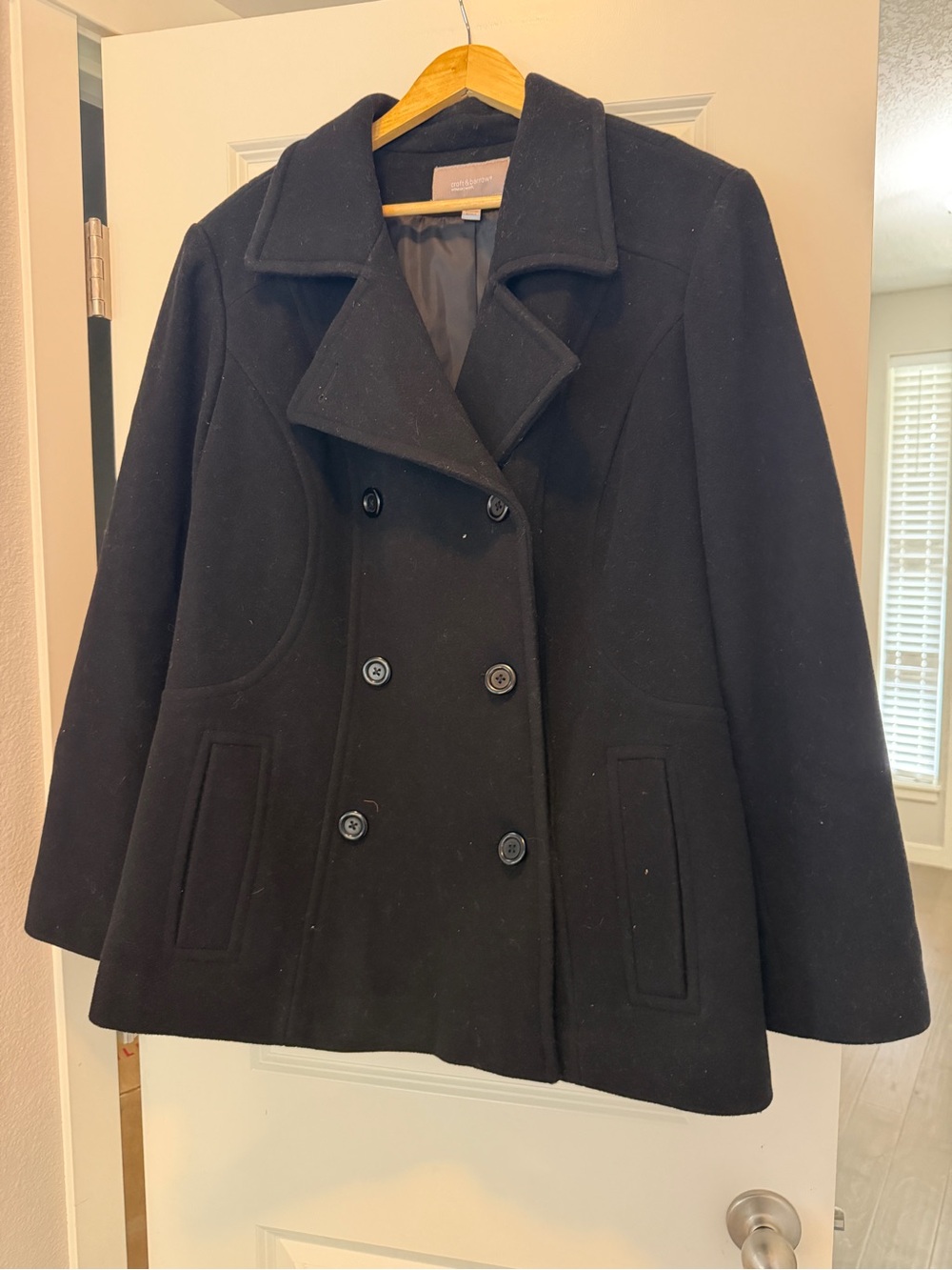 croft & barrow Black Double-Breasted Peacoat